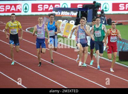 KRAMER Andreas d'Eden ,ROBERT Benjamin de France , WIGHTMAN Jake , PATTISON Ben de Grande-Bretagne , CRESTAN Eliott de Belgique , BARONTINI Simone d'Italie , MARQUE ANGLAISE d'Irlan et GARCÍA Mariano d'Espagne 800m FINALE MASCULINE pendant les Championnats européens d'athlétisme 2022 sur 17 août, 2022 à Munich, Allemagne. Photo de Laurent Lairys DPPI Banque D'Images