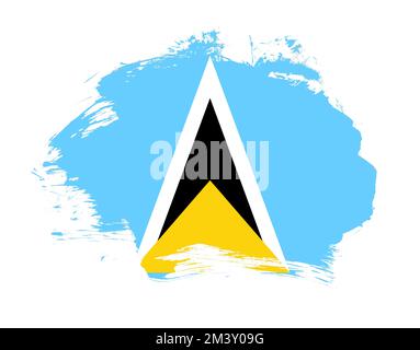 Drapeau Sainte-lucie peint sur un fond de pinceau minimal Banque D'Images