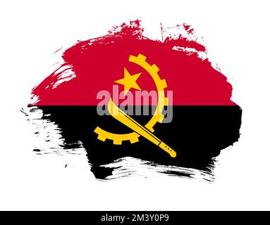 Drapeau de l'Angola peint sur un fond de pinceau minimal Banque D'Images