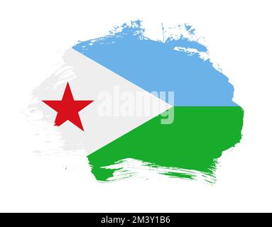 Drapeau de Djibouti peint sur un fond de pinceau minimal Banque D'Images