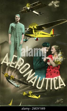 Aeroplani - Cartolina Aeronautica Banque D'Images
