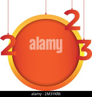 2023 numéros suspendus de la bonne année. Grand cercle suspendu et espace vide pour le design. Carte, bannière, affiche. Concept de la célébration du nouvel an. Illustration de Vecteur