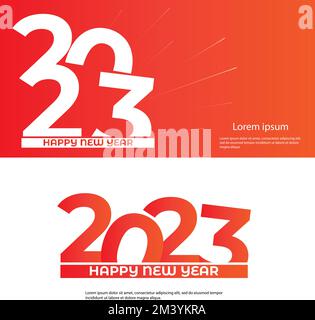 Définir 2023 motifs de texte « bonne année ». Collection de symboles de 2023 Bonne Année. Carte de vœux, concept de célébration du nouvel an. Illustration de Vecteur
