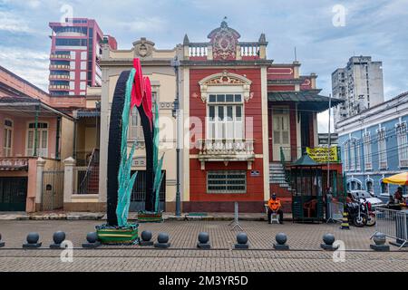 Maisons coloniales, place Saint-Sébastien, Manaus, état Amazonas, Brésil Banque D'Images