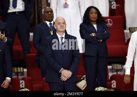 AR-Rayyan, Qatar. 17th décembre 2022. AR-RAYYAN - le Président de la FIFA, Gianni Infantino, lors de la coupe du monde de la FIFA, Qatar 2022 disputez la troisième place du match entre la Croatie et le Maroc au stade international de Khalifa sur 17 décembre 2022 à AR-Rayyan, Qatar. AP | Dutch Height | MAURICE DE PIERRE crédit: ANP/Alay Live News Banque D'Images