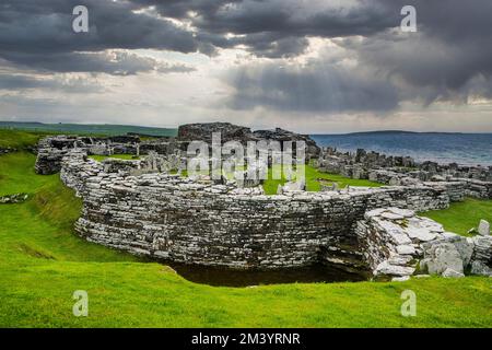 Broch de Gurness, Orkney Islands, Royaume-Uni Banque D'Images