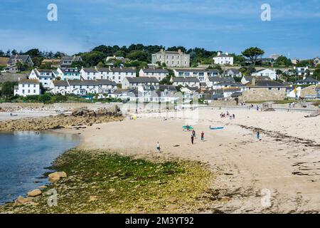 Vue sur la ville de Hugh, St Mary's, Isles of Scilly, Angleterre, Royaume-Uni Banque D'Images