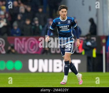 Burnley, Royaume-Uni. 17th décembre 2022. Hayden Hackney #30 de Middlesbrough pendant le match de championnat de Sky Bet Burnley vs Middlesbrough à Turf Moor, Burnley, Royaume-Uni, 17th décembre 2022 (photo de Steve Flynn/News Images) à Burnley, Royaume-Uni le 12/17/2022. (Photo de Steve Flynn/News Images/Sipa USA) crédit: SIPA USA/Alay Live News Banque D'Images