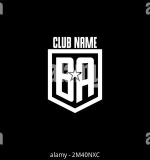 Logo de jeu initial BA avec bouclier et style star inspiration Illustration de Vecteur