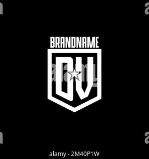 Logo de jeu DV initial avec bouclier et style star inspiré de la conception Illustration de Vecteur