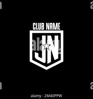 JN logo de jeu initial avec bouclier et style star inspiration design Illustration de Vecteur