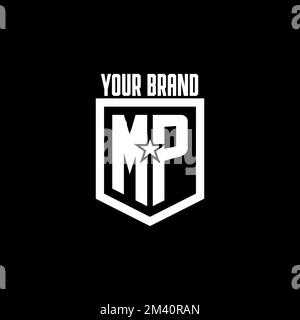 MP logo de jeu initial avec bouclier et style star inspiration Illustration de Vecteur