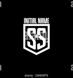 Logo de jeu SS initial avec bouclier et style star inspiré Illustration de Vecteur
