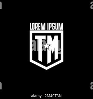 TM logo de jeu initial avec bouclier et style star inspiré Illustration de Vecteur