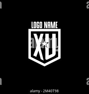 XU logo de jeu initial avec bouclier et style star inspiration design Illustration de Vecteur