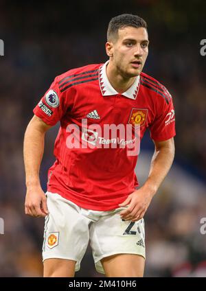 22 Oct 2022 - Chelsea / Manchester United - Premier League - Stamford Bridge Diogo Dalot de Manchester United lors du match de première League contre Chelsea à Stamford Bridge, Londres. Image : Mark pain / Alamy Banque D'Images