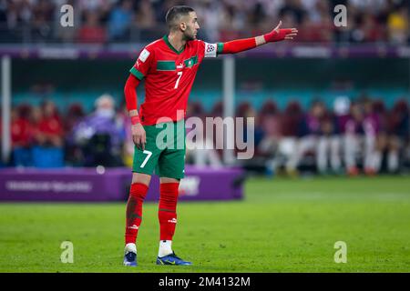 Al Rajjan, Qatar. 17th décembre 2022. Football: Coupe du monde, Croatie - Maroc, finale, match pour 3rd places, Stade international Chalifa, Maroc Hakim Ziyech gesticulates. Crédit : Tom Weller/dpa/Alay Live News Banque D'Images