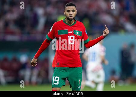 Al Rajjan, Qatar. 17th décembre 2022. Football: Coupe du monde, Croatie - Maroc, finale, match pour 3rd places, stade international Chalifa, gestes Youssef en-Nesyri du Maroc. Crédit : Tom Weller/dpa/Alay Live News Banque D'Images