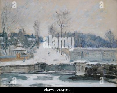 Le lieu d'eau à Marly-le-Roi par le peintre impressionniste britannique/français Alfred Sisley à la National Gallery, Londres, Royaume-Uni Banque D'Images