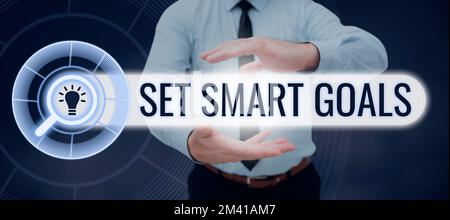 Affichage conceptuel définir des objectifs intelligents. Concept signification établir des objectifs réalisables établir de bons plans d'affaires Banque D'Images