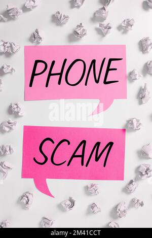 Inspiration montrant l'enseigne téléphone Scam. Concept Internet recevoir des appels indésirables pour promouvoir des produits ou des services Téléventes Banque D'Images