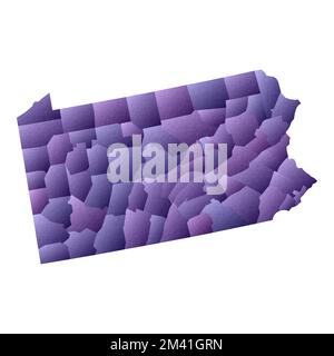 Carte de Pennsylvanie. Style géométrique US état contour avec comtés. Illustration éminente du vecteur violet. Illustration de Vecteur