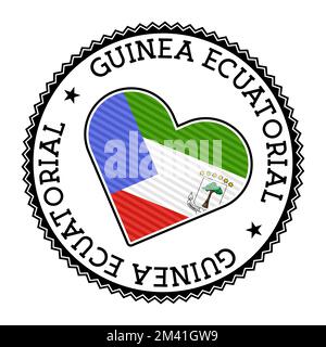 Insigne de coeur de Guinée équatoriale. Logo Vector de la Guinée équatoriale avec le nom du pays en espagnol. Illustration élégante du Vector. Illustration de Vecteur