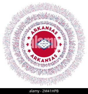 Symbole Arkansas. Drapeau de l'État américain rayonnant avec des rayons colorés. Soleil brillant avec drapeau Arkansas. Illustration vectorielle puissante. Illustration de Vecteur