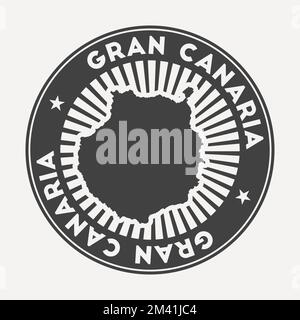 Logo rond Gran Canaria. Badge de voyage vintage avec le nom circulaire et la carte de l'île, illustration vectorielle. Peut être utilisé comme insigne, logotype, étiquette, Illustration de Vecteur