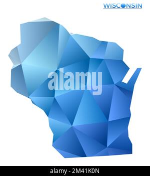 Carte vectorielle polygonale du Wisconsin. États-Unis géométriques dynamiques dans un style poly bas. Illustration authentique de vos infographies. Technologie, Internet, netw Illustration de Vecteur