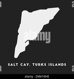 Salt Cay, icône des îles Turques. Carte de l'île sur fond sombre. Carte élégante de Salt Cay, îles Turques avec nom d'île. Illustration vectorielle. Illustration de Vecteur