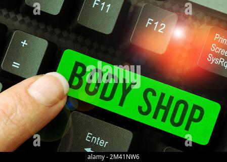 Écriture affichant le texte Body Shop. Mot pour un atelier où les carrosseries automobiles sont fabriquées ou réparées Banque D'Images