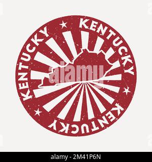 Timbre du Kentucky. Voyager tampon en caoutchouc rouge avec la carte de l'état américain, illustration vectorielle. Illustration de Vecteur