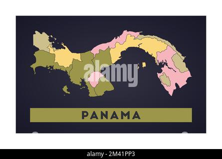 Carte de Panama. Affiche pays avec régions. Forme du Panama avec nom du pays. Illustration vectorielle captivante. Illustration de Vecteur