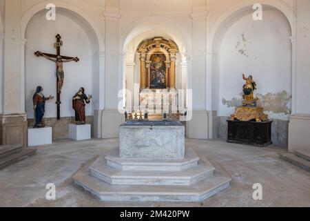 Piran, Slovénie, Baptistère de Saint Jean-Baptiste (Krstilnica sv.Janeza Krstnika) intérieur baroque. Banque D'Images