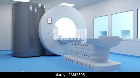 Un système d'imagerie par résonance magnétique moderne dans l'établissement médical, illustration 3D Banque D'Images