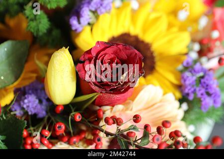 Bouquet floral préparé pour Noël. Banque D'Images