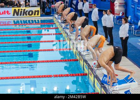 18 décembre 2022: MELBOURNE, AUSTRALIE - DÉCEMBRE 18: Les athlètes participent à la finale de course de BreastStroke masculin 50m le sixième jour des Championnats du monde de natation de la FINA 2022 au Centre sportif et aquatique de Melbourne sur 18 décembre 2022 à Melbourne, Australie (image de crédit : © Chris Putnam/ZUMA Press Wire) Banque D'Images