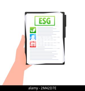 ESG - gouvernance environnementale, sociale et d'entreprise dans le fichier de document main Illustration de Vecteur