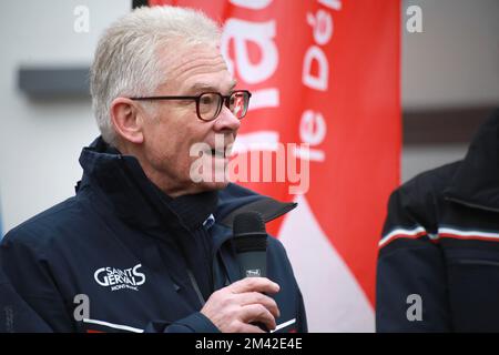 Inauguration des nouvelles movices du tramway du Mont-blanc. Saint-Gervais-les-bains. Haute-Savoie. France. Banque D'Images