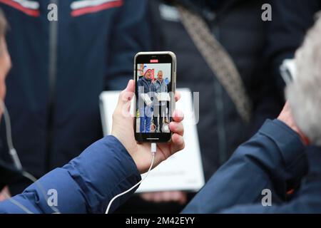 Inauguration des nouvelles movices du tramway du Mont-blanc. Saint-Gervais-les-bains. Haute-Savoie. France. Banque D'Images