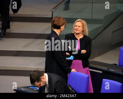 Berlin, Allemagne, 14 décembre 2022. La ministre fédérale allemande de l'intérieur et des Affaires intérieures, Nancy Faeser. Banque D'Images
