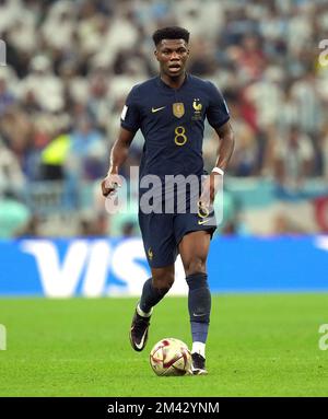 Aurélien Tchouameni en France lors de la finale de la coupe du monde de la FIFA au stade Lusail, Qatar. Date de la photo: Dimanche 18 décembre 2022. Banque D'Images
