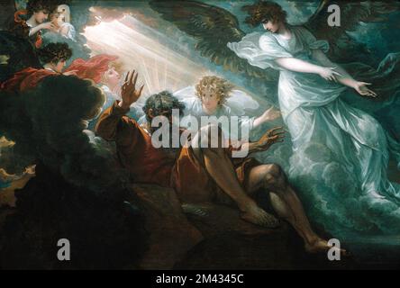 Moïse a montré la Terre promise par Benjamin West (1738-1820), huile sur bois, 1801. Ceci est une esquisse préparatoire pour une plus grande peinture . Banque D'Images