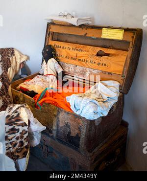 Chambre intérieure de la maison de Kunuku qui a été construite à l'origine comme maison pour les esclaves sur la plantation, Curaçao, Antilles néerlandaises Banque D'Images