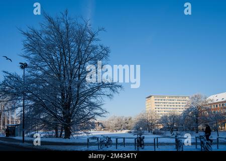 Der zugefrorene Kleiner Kiel in der Innenstadt nach einem Schneefall im Dezember Banque D'Images