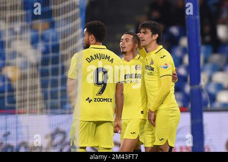 Naples, Italie. 17 décembre 2022. Gerard Moreno de Villarreal CF célèbre après avoir marqué le match amical entre SSC Napoli et Villarreal CF au Stadio Diego Armando Maradona Naples Italie le 17 décembre 2022. Credit:Franco Romano/Alamy Live News Banque D'Images