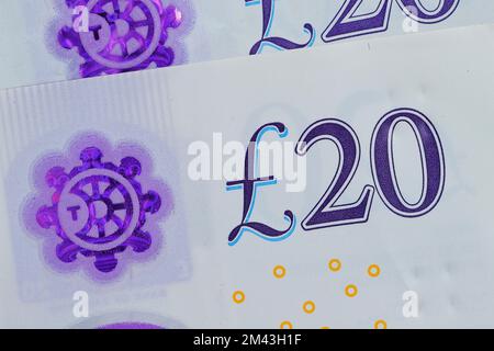 Un gros plan d'un polymère Banque d'Angleterre £20 note Banque D'Images