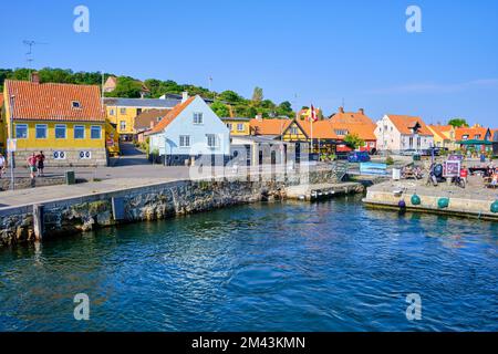 Front de mer de Gudhjem, île de Bornholm, Danemark, 15 août 2022. Banque D'Images