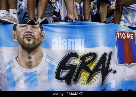 AL DAAYEN - supporters de l'Argentine lors du match final de la coupe du monde de la FIFA, Qatar 2022 entre l'Argentine et la France au stade Lusail sur 18 décembre 2022 à Al Daayen, Qatar. AP | hauteur néerlandaise | MAURICE DE PIERRE Banque D'Images